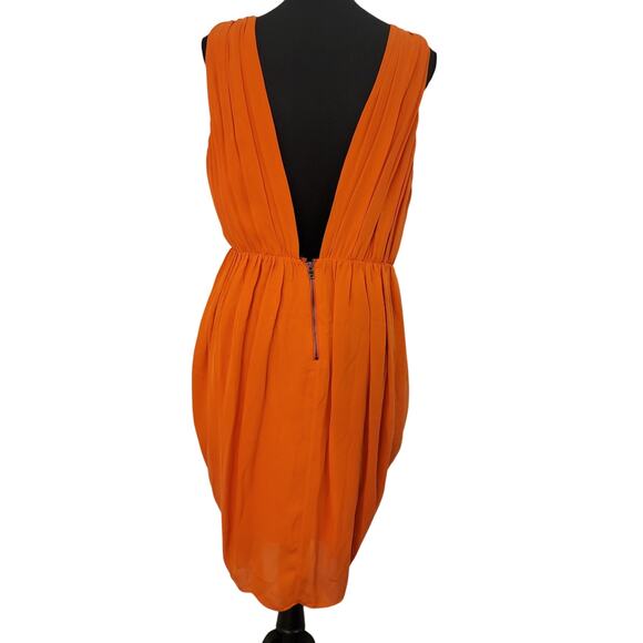 Alice + Olivia Cynthia Draped Tulip Skirt Dress Sunset Orange Silk LRG $400 NWT‎ - Picture 4 of 16